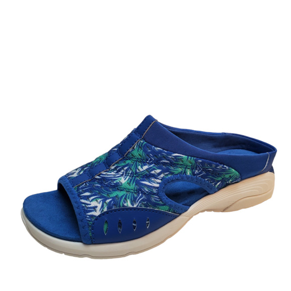 Easy Spirit Womens Traciee Cushioned Lightweight Slide Sandals Blue Print - Picture 1 of 6